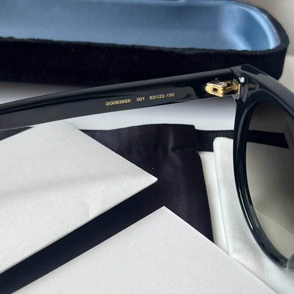 Authentic GUCCI GG 0638SK Women Sunglasses Black Oval 53mm Sunglasses with case - Picture 5 of 7